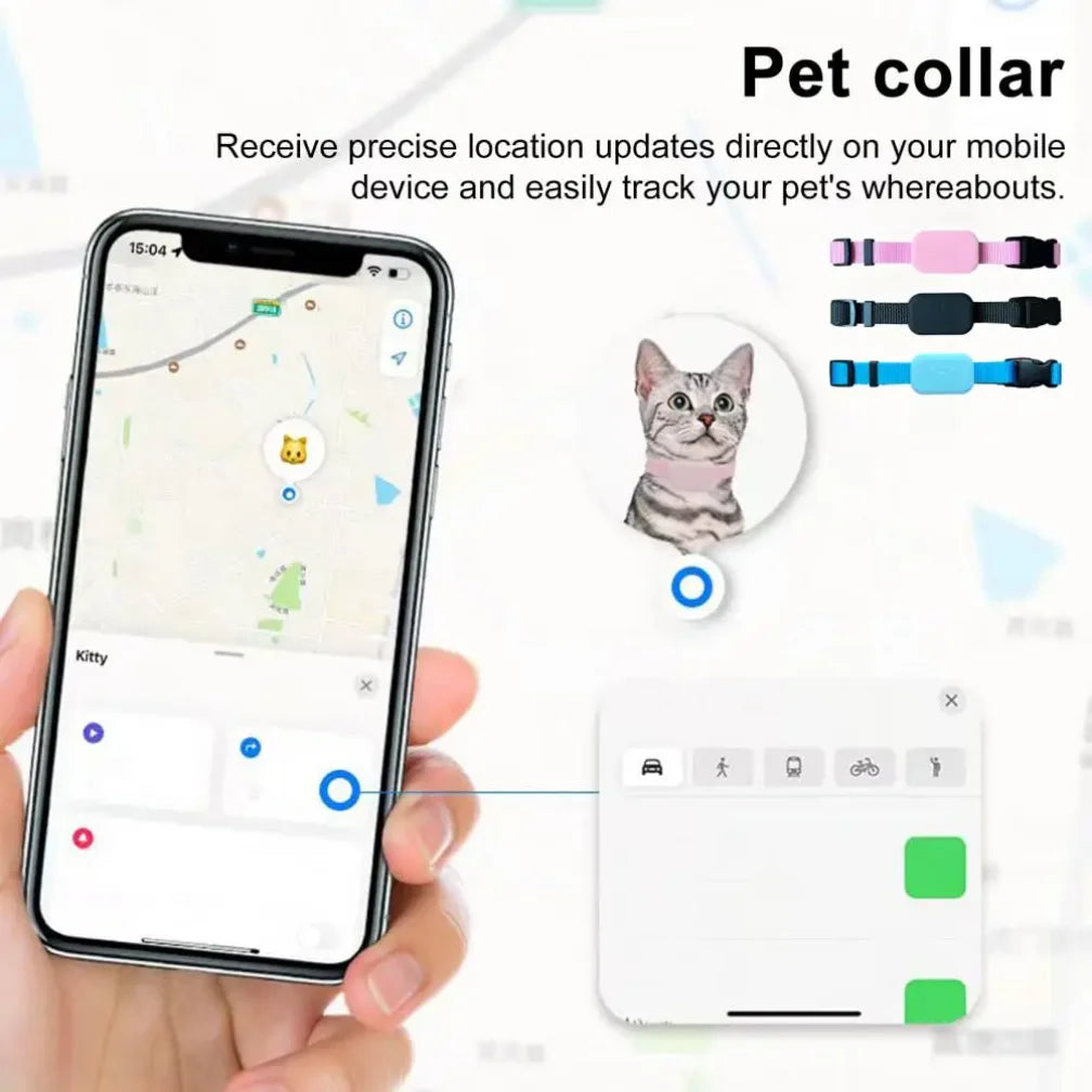 Pet Collar Waterproof GPS Tracker with Long Battery Life Anti Lost Dog Cat Locator Live Tracking Adjustable Comfort Collar