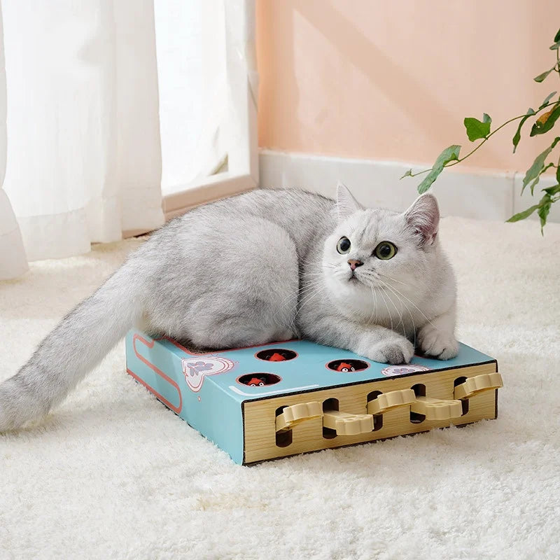 Interactive Whack-a-Mole Cat Toy Multifunctional Scratching Board Funny Claw Rest Play Area for Kittens And Cats